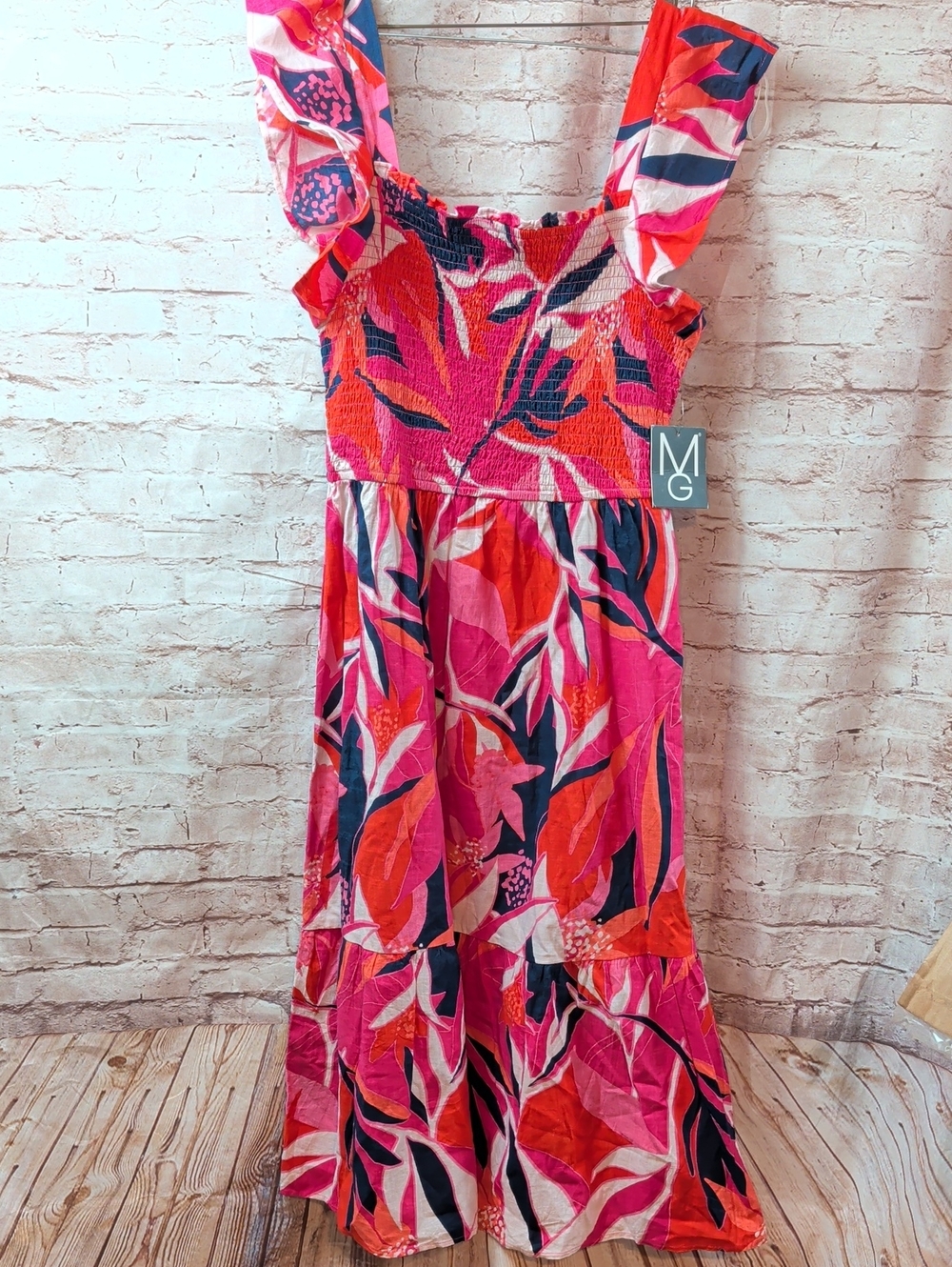 Mile Gabrielle Pink Floral Maxi Dress Large New Nwt